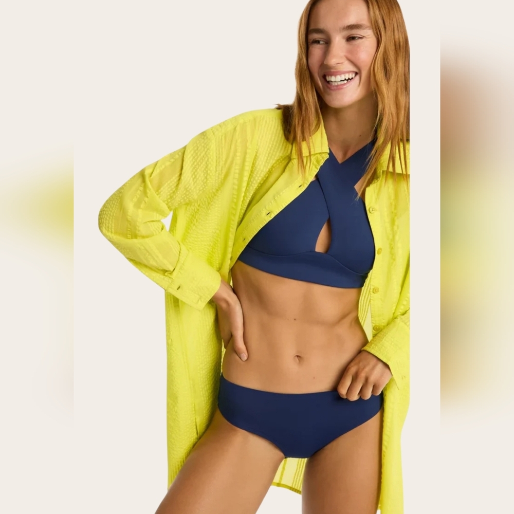 NWT SEA LEVEL SWIM AUSTRALIA Heatwave Cover Up Shirt In Citron Shimmer Small New